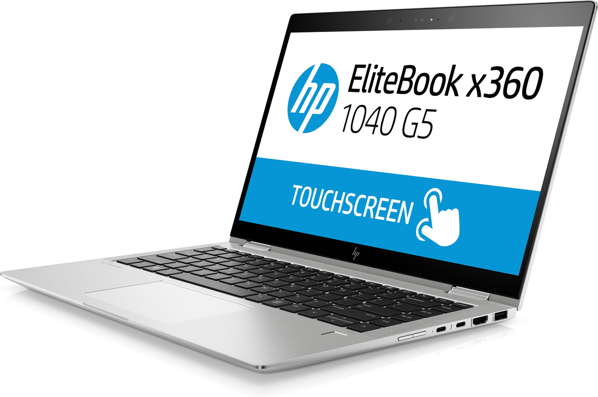 HP EliteBook x360 1040 G5 Intel® Core™ i5 i5-8250U Hybrid (2-in-1) 35.6 cm (14") Touchscreen Full HD 8 GB DDR4-SDRAM 256 GB SSD Wi-Fi 5 (802.11ac) Windows 10 Pro Black, Silver QWERTY