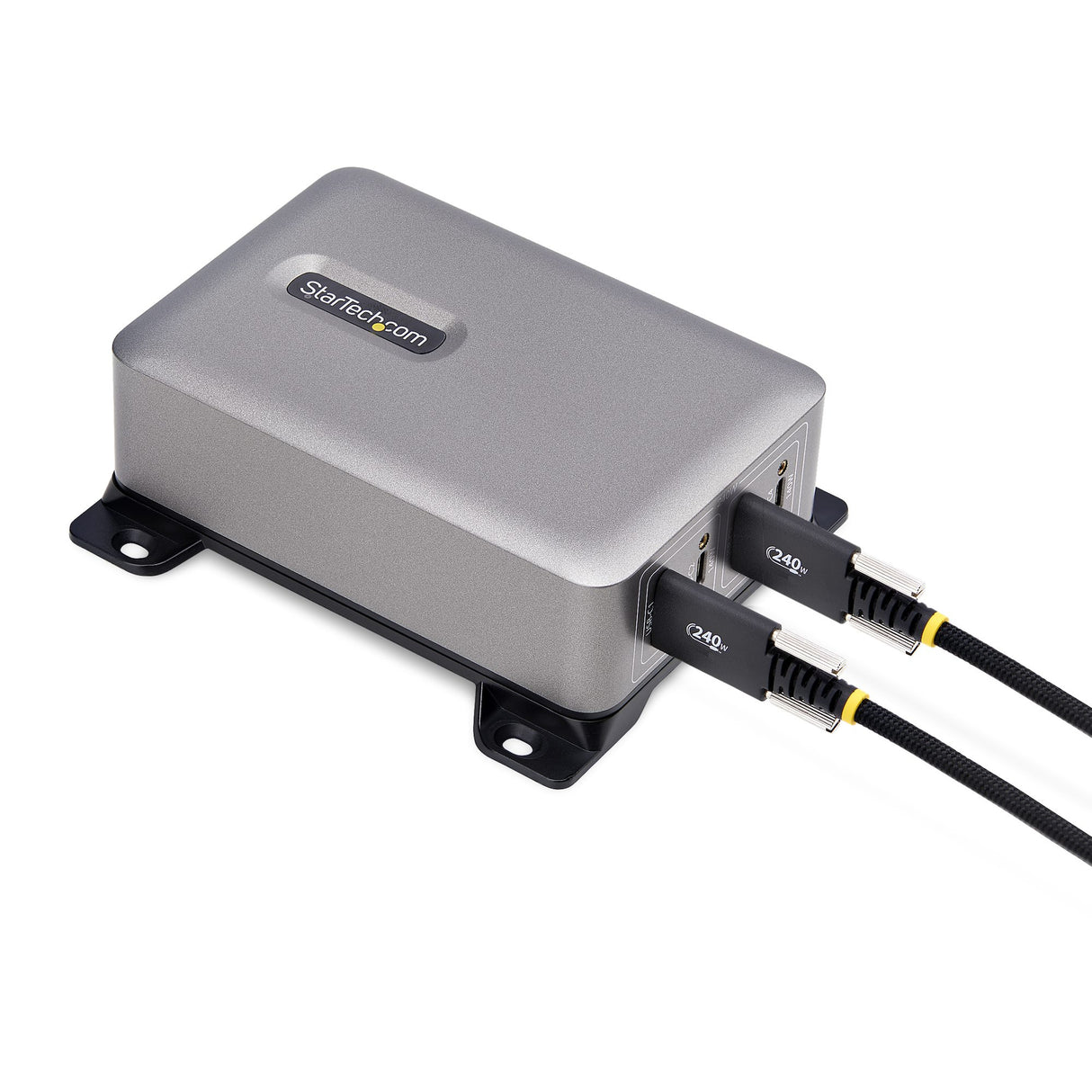 StarTech.com 4-Port Multi-Device USB-C Charger, 240W Total, Single Port 140W EPR, PD 3.1, Screw Locking Ports, Surface Mounting, Ideal for Boardrooms, 2x 10ft USB-C Side Locking 240W Cables Included