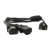 StarTech.com 6ft (2m) Computer Power Cord Y Splitter, NEMA 5-15P to 2x C13, 10A 125V, 18AWG, Black AC Power Splitter Cord, PC Power Supply Cable, Dual Monitor Power Cable - UL Listed