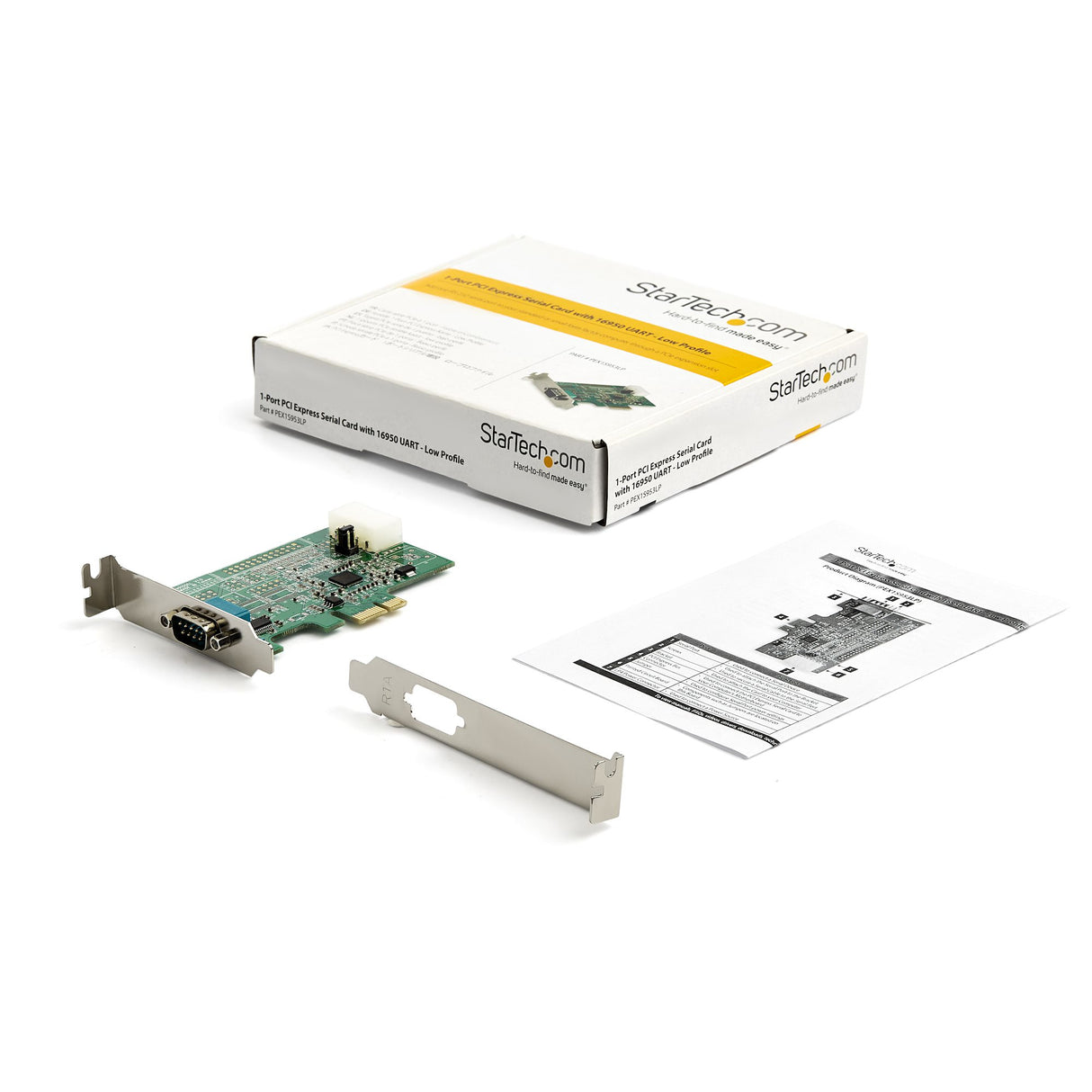 StarTech.com 1-port PCI Express RS232 Serial Adapter Card - PCIe RS232 Serial Host Controller Card - PCIe to Serial DB9 - 16950 UART - Low Profile Expansion Card - Windows & Linux - TAA