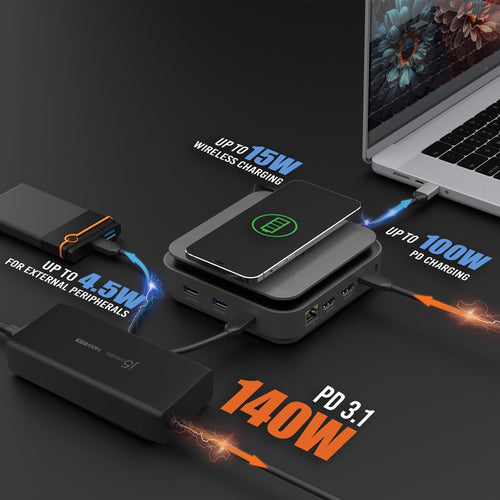 j5create JCD3199P mobile device charger Smartphone, Headset, Headphones Grey USB Wireless charging Fast charging Indoor