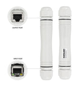 Intellinet Ultra Long Range Outdoor Fast Ethernet PoE+ Extender Kit Extends PoE up to 1000 m (3280 ft.), One PD Port up to 95 W, IEEE 802.3bt (4PPoE) Compatible, IP67 Waterproof and Dustproof, Set of Two Modules, Plastic, Gray