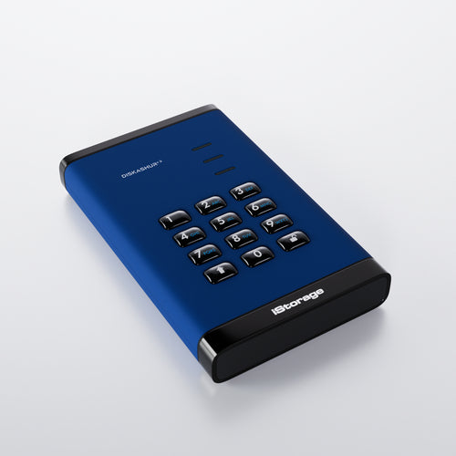 iStorage diskAshur³ 2TB Blue | Secure Portable Hard Drive | FIPS 140-3 Level 3 Complaint |Common Criteria EAL 5+ | PIN protected | AES-XTS 256-bit hardware encryption | GDPR, TAA Compliant | Dust/Water Resistant