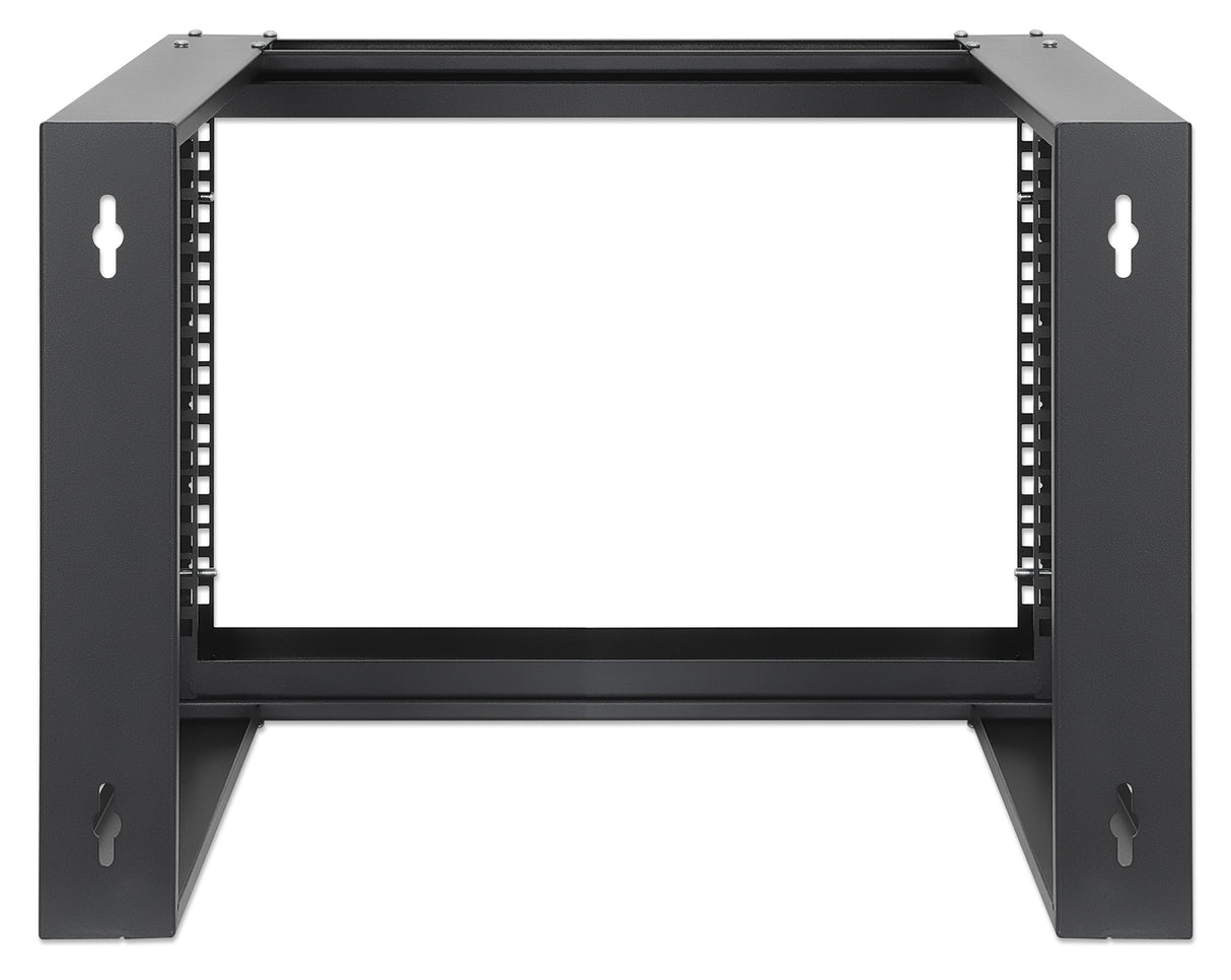Intellinet 19" Wall Mount Open Frame Network Rack, 6U, Front-hinged Swing Frame Flat Pack, 2-Post, 17.7 in. Depth, Black RAL 9004