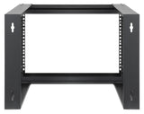 Intellinet 19" Wall Mount Open Frame Network Rack, 6U, Front-hinged Swing Frame Flat Pack, 2-Post, 17.7 in. Depth, Black RAL 9004