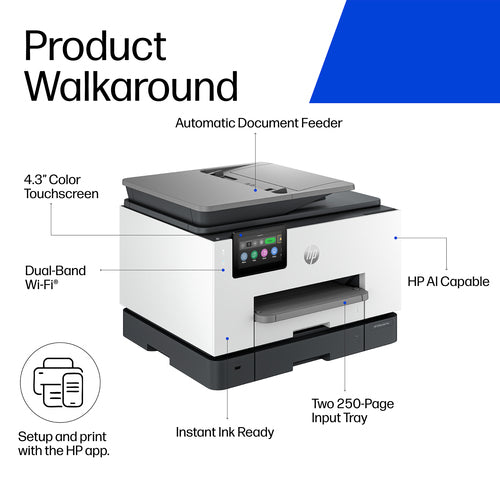 HP OfficeJet Pro 9135 Wireless All-in-One Color Printer, Two-sided printing; Copier, Scanner