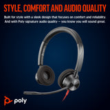 HP Poly Blackwire 3320 Stereo USB-C Headset +USB-C/A Adapter