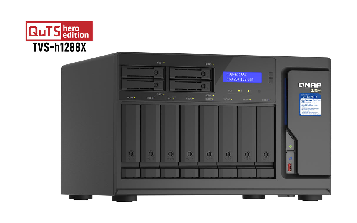 QNAP TVS-h1288X NAS Tower Intel® Xeon® W-1250 16 GB DDR4 0 TB QuTS hero Black