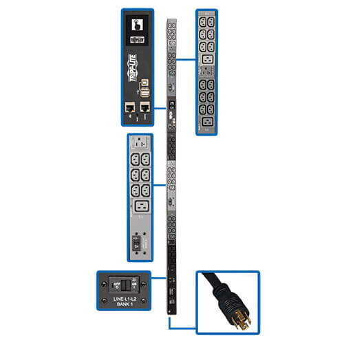 Tripp Lite PDU Monitored (3P)  8.6kW 24A 208V L21-30P 5'  /(45) 70"