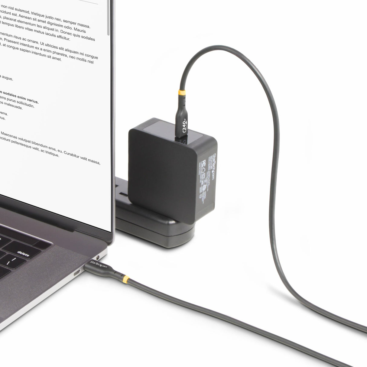 StarTech.com 3ft (91cm) USB-C Charging Cable, Charge & Sync, 240W (5A) PD EPR, USB 2.0 Laptop Charger Cable, USB-IF Certified , TPE Jacket - Black USB C Charging Cord