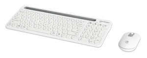 Manhattan Both Devices Support Bluetooth® 5.0 and 2.4 GHz Wireless, One Single USB-A Nano Receiver for Both, Sleek Wireless Keyboard with 12 Multimedia/Function Keys, Ambidextrous Optical Mouse with Three Buttons and Scroll Wheel, 1200 dpi, White
