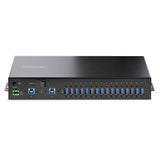 StarTech.com 16-Port Industrial USB 5Gbps Hub with Power Adapter, Metal Enclosure, Mountable, ESD Protection, Terminal Block Power, USB Charging, Dual-Host Switch - TAA