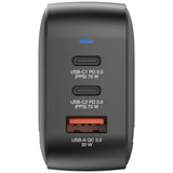 Verbatim Mini GaN Charger 70W 3 Port US plug with EU and UK adaptors
