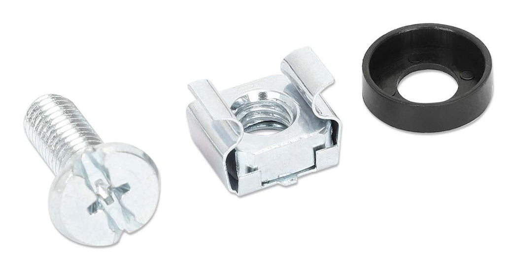 Intellinet Cage Nut Set (100 Pack), M6 Nuts, Bolts and Washers, Suitable for Network Cabinets/Server Racks, Plastic Storage Jar, Lifetime Warranty