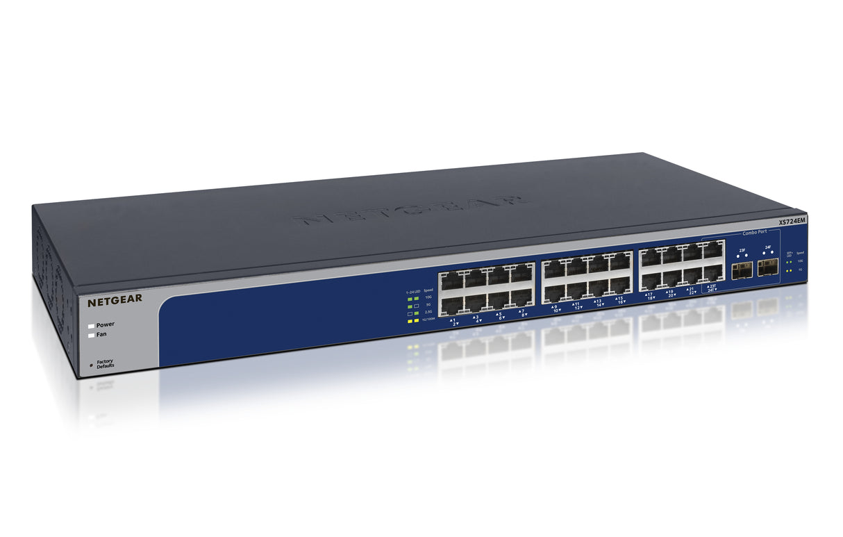 NETGEAR XS724EM Managed L2 10G Ethernet (100/1000/10000) 1U Grey, Blue