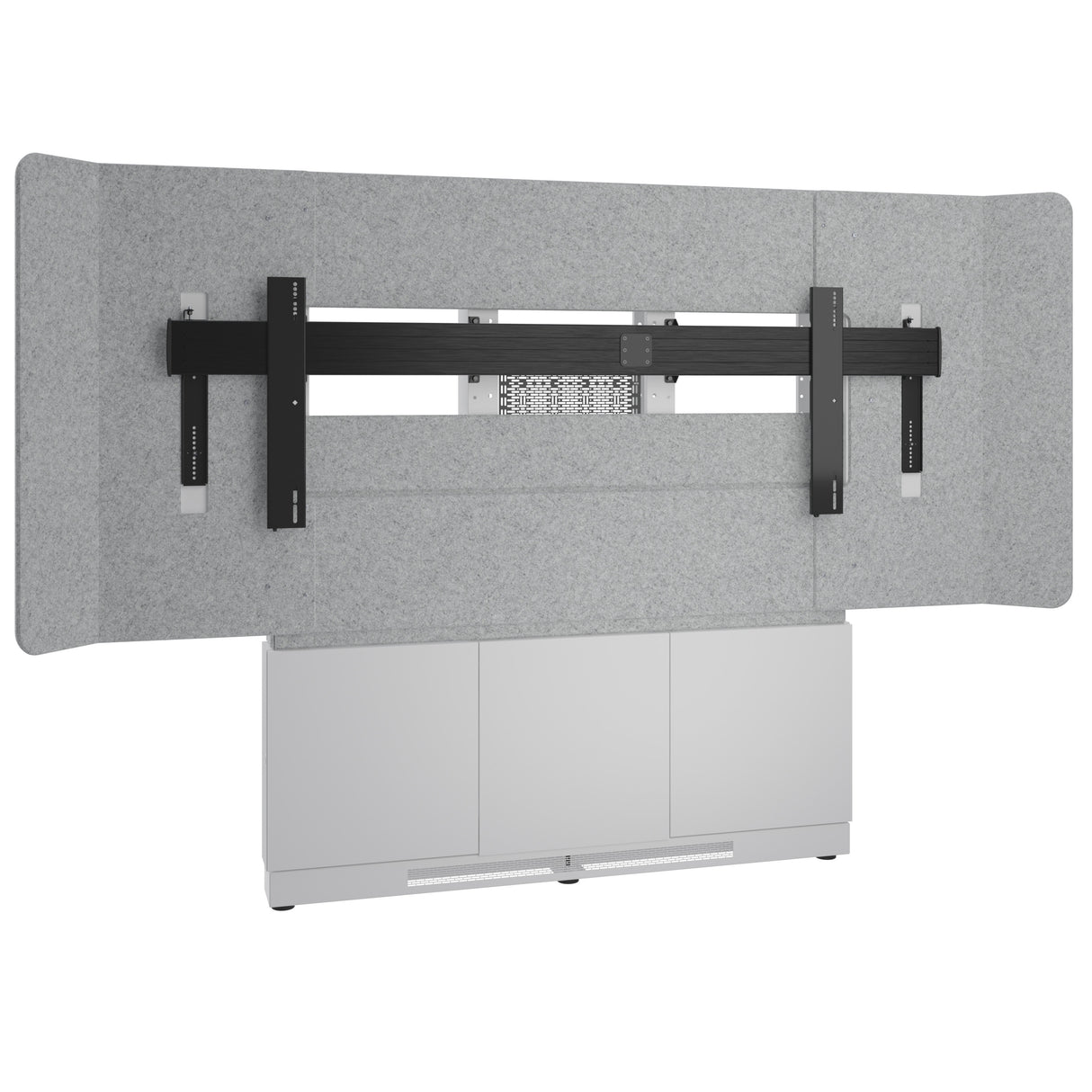 Middle Atlantic ForumTM Floor-to-Wall Mounted 66" (3 Bay) Display Stand for (1) 105" 21:9 Ultra-Wide Display, Light Colorway