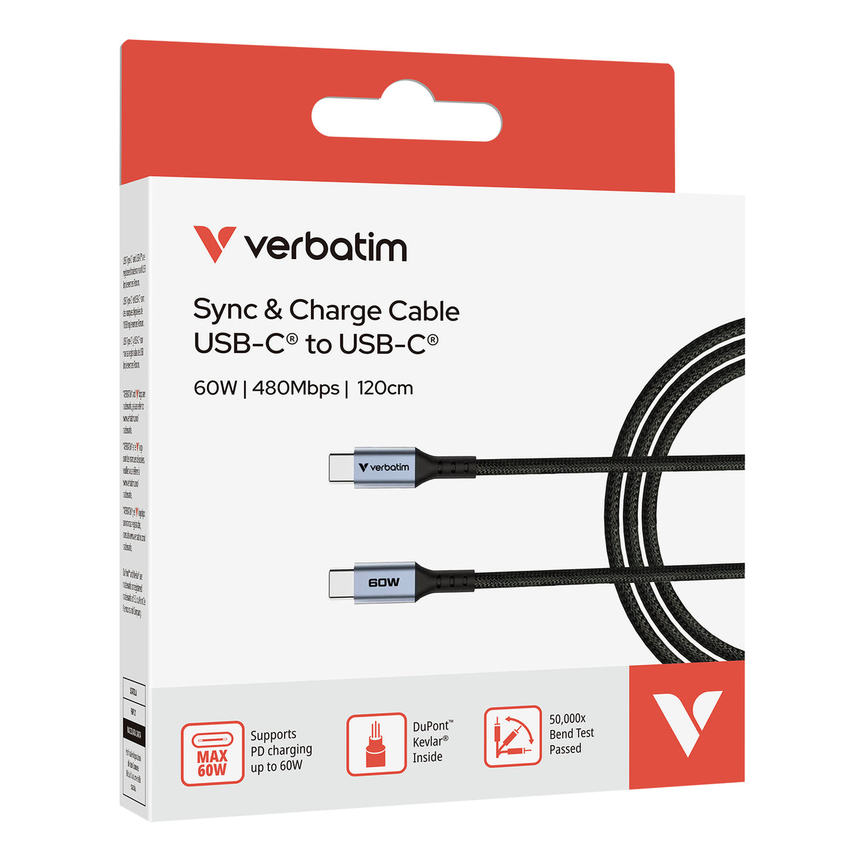 Verbatim Sync & Charge Cable - 60W USB-C to USB-C 120 cm