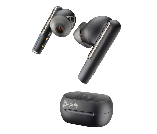 HP Poly Voyager Free 60+ UC Carbon Black Earbuds +BT700 USB-C Adapter +Touchscreen Charge Case