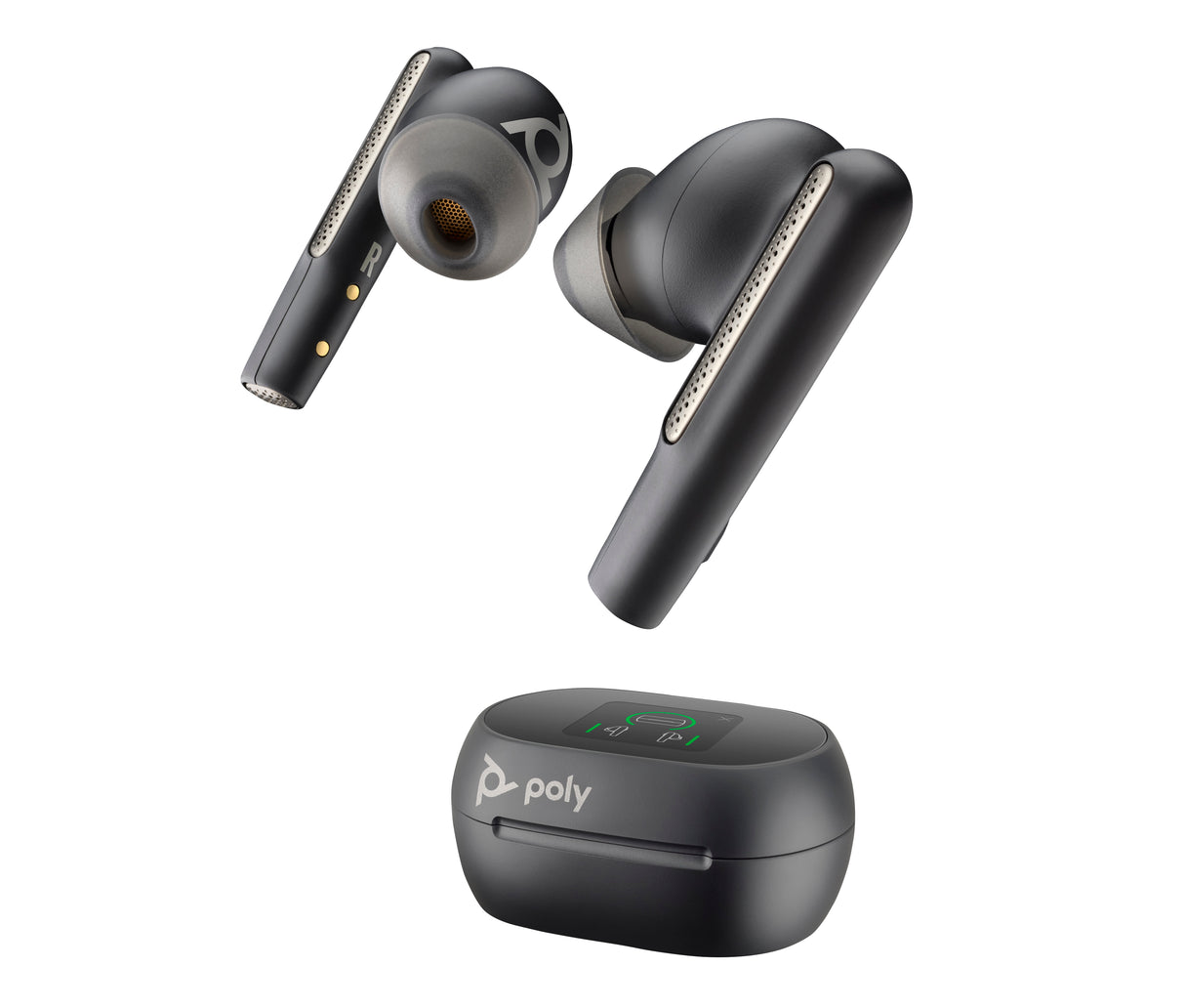 HP Poly Voyager Free 60+M UC Carbon Black Earbuds +BT700 USB-C Adapter +Touchscreen Charge Case