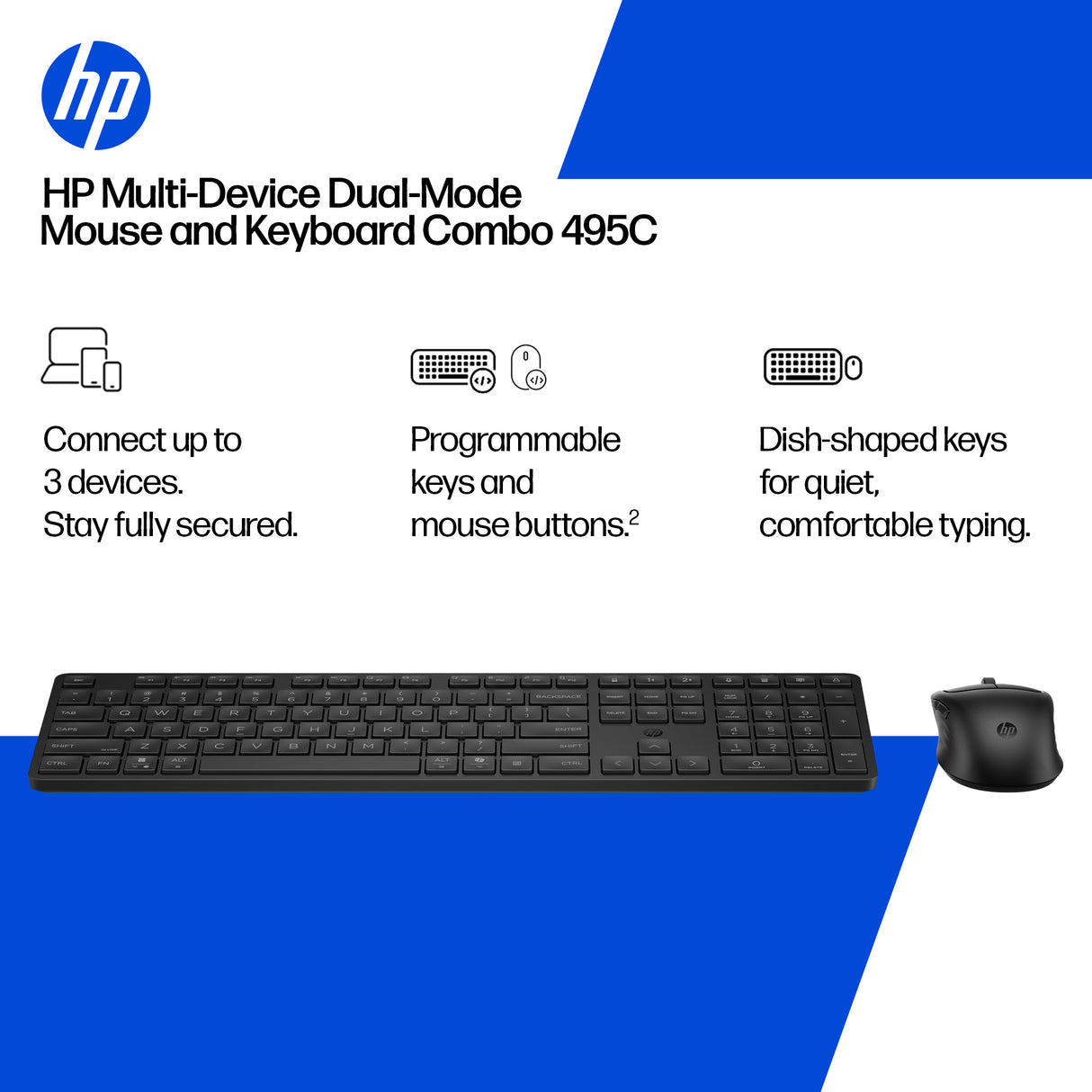 HP Multi-Device Dual-Mode Mouse and Keyboard Combo 495C