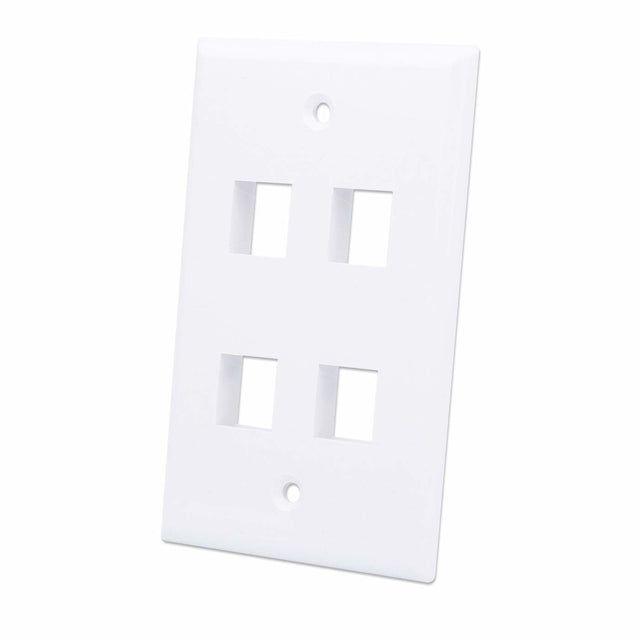 Intellinet 4-Outlet Keystone Wall Plate, White