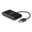 StarTech.com 4-Port USB 2.0 Hub, USB Bus Powered, Small Travel Mini USB Hub, USB 2.0 Splitter, Portable Multi-Port USB Hub, 480Mbps, Overcurrent Protection (OCP)