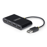 StarTech.com 4-Port USB 2.0 Hub, USB Bus Powered, Small Travel Mini USB Hub, USB 2.0 Splitter, Portable Multi-Port USB Hub, 480Mbps, Overcurrent Protection (OCP)