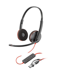 HP Poly Blackwire 3220 Stereo USB-C Headset +USB-C/A Adapter