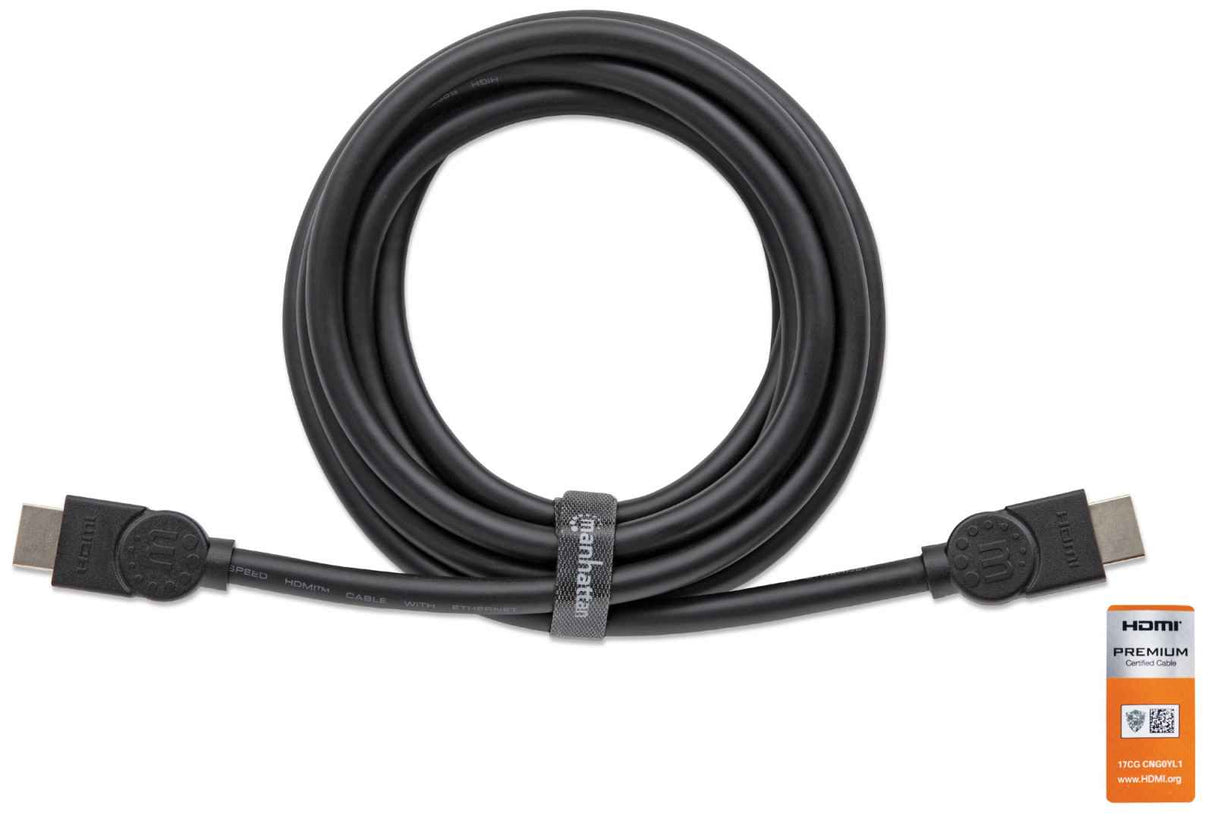 Manhattan HDMI 4K@60Hz Cable with Ethernet, 1m, Certified, Suitable for ALL 4K & 1080p/HD uses - when upgrading now or have it ready for when you need it, Male to Male, Black, Ultra HD 4k x 2k, Lifetime Warranty, Premium High Speed, Equivalent to...