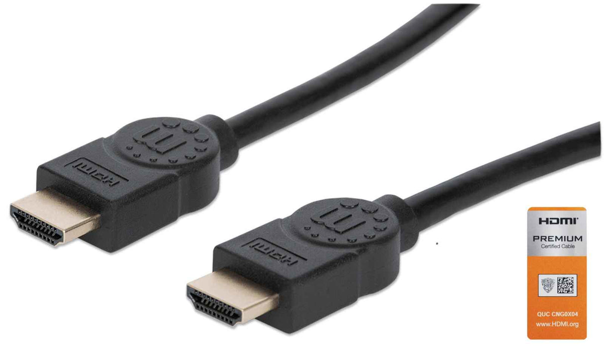 Manhattan HDMI 4K@60Hz Cable with Ethernet, 3m, Certified, Suitable for ALL 4K & 1080p/HD uses - when upgrading now or have it ready for when you need it, Male to Male, Black, Ultra HD 4k x 2k, Lifetime Warranty, Premium High Speed, Equivalent to...