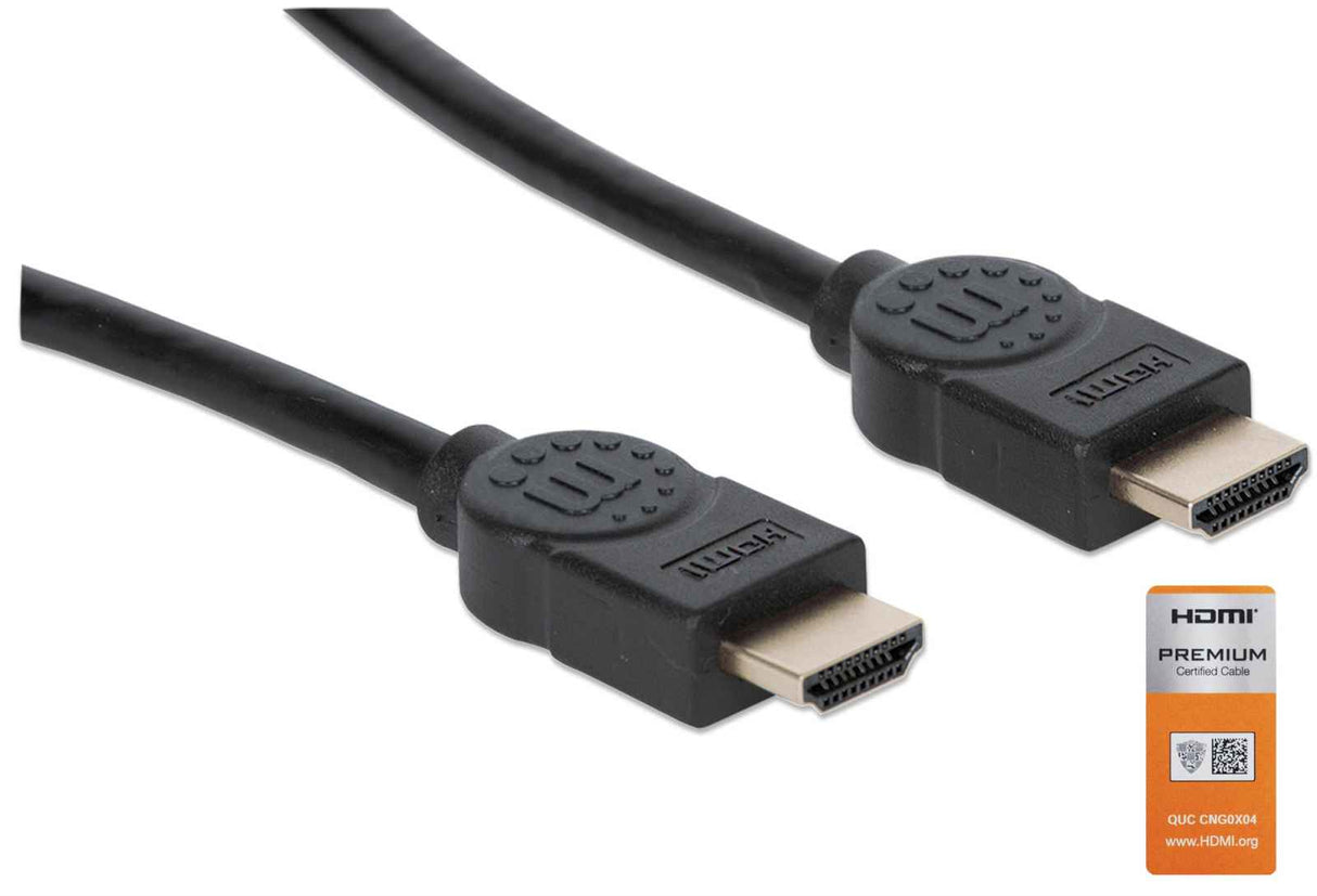 Manhattan HDMI 4K@60Hz Cable with Ethernet, 3m, Certified, Suitable for ALL 4K & 1080p/HD uses - when upgrading now or have it ready for when you need it, Male to Male, Black, Ultra HD 4k x 2k, Lifetime Warranty, Premium High Speed, Equivalent to...