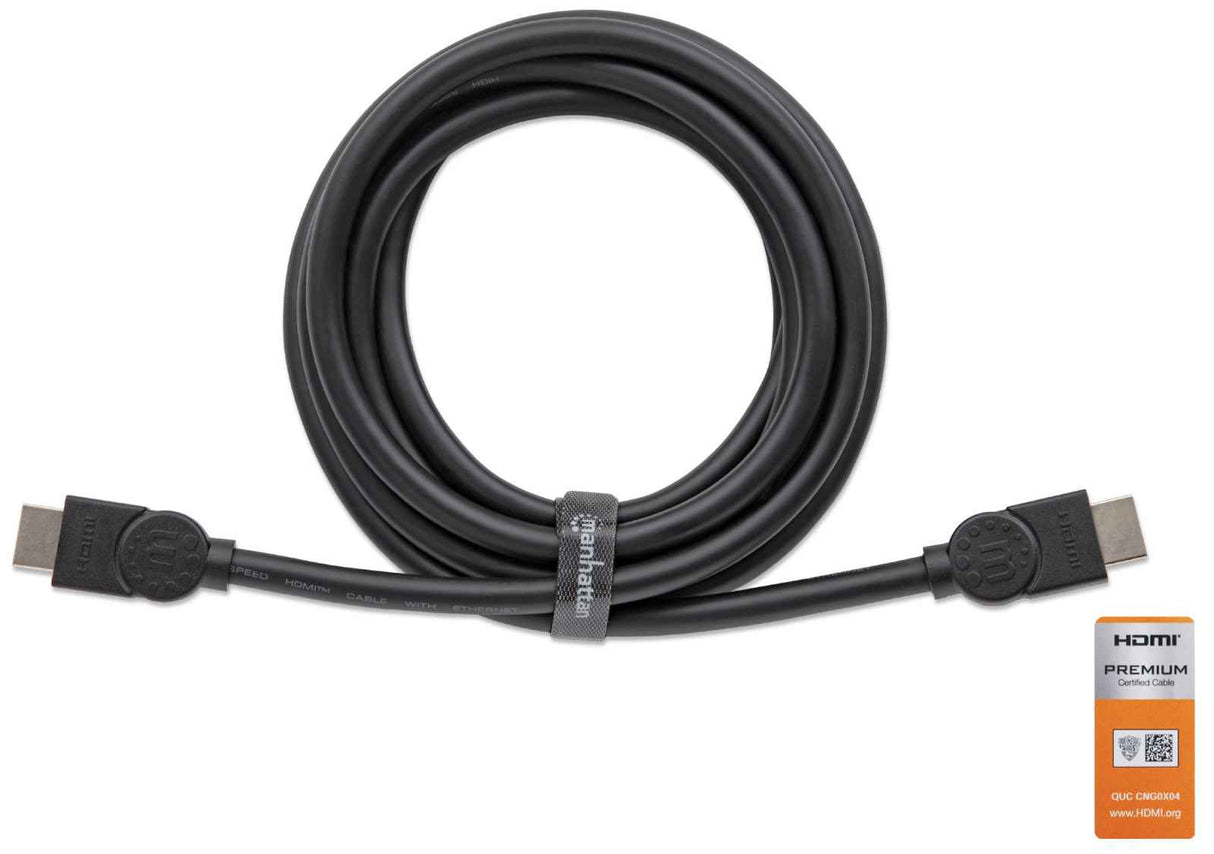 Manhattan HDMI 4K@60Hz Cable with Ethernet, 3m, Certified, Suitable for ALL 4K & 1080p/HD uses - when upgrading now or have it ready for when you need it, Male to Male, Black, Ultra HD 4k x 2k, Lifetime Warranty, Premium High Speed, Equivalent to...
