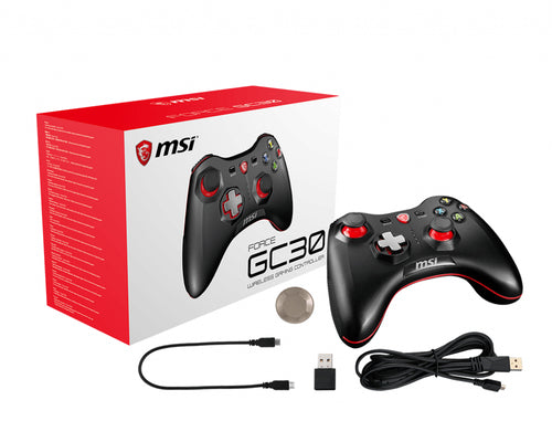 MSI FORCE GC30 Wireless Pro Gaming Controller PC and Android 'PC and Android ready, Upto 8 hours battery usage, adjustable D-Pad cover, Dual vibration motors, Ergonomic design'