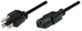 Manhattan Power Cord/Cable, US 2-pin plug (NEMA 5-15) to C13 Female (kettle lead), 1.8m, Black, Polybag