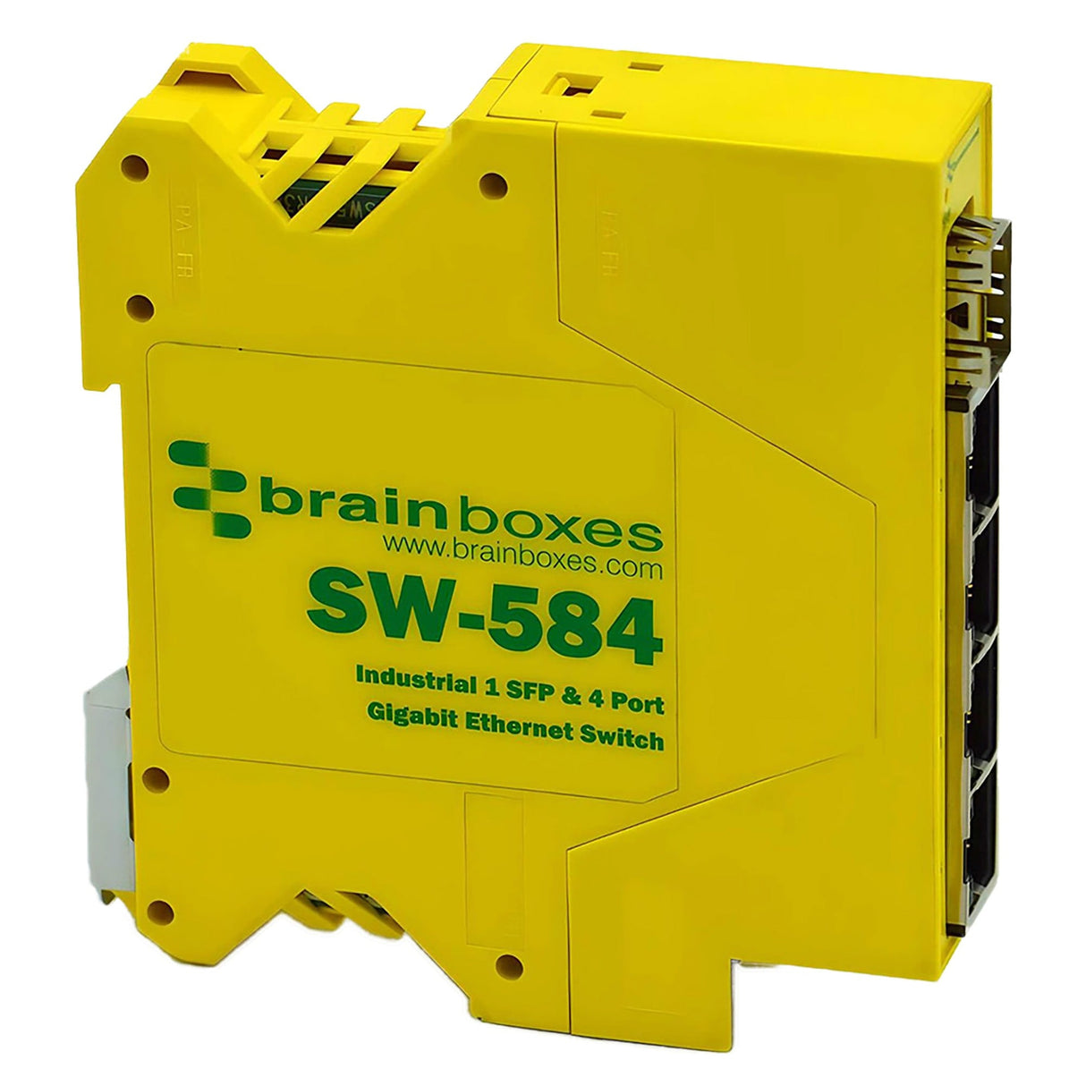 Brainboxes SW-584 network switch Unmanaged Gigabit Ethernet (10/100/1000) Yellow