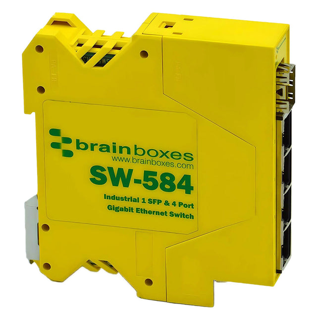 Brainboxes SW-584 network switch Unmanaged Gigabit Ethernet (10/100/1000) Yellow
