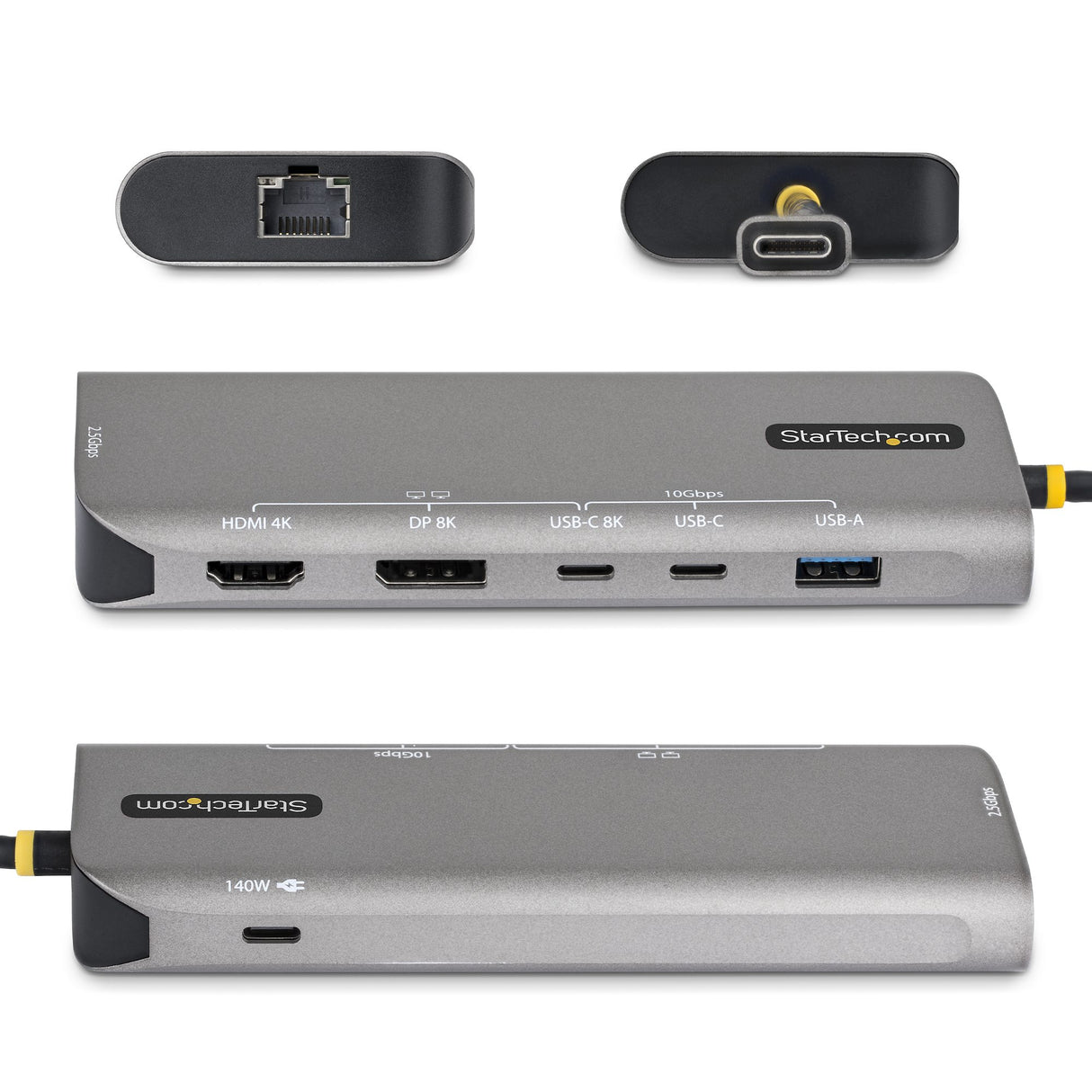 StarTech.com USB4 Multiport Adapter, Driverless Dual-4K for macOS and Windows, 140W Power Delivery Charging, 3-Port 10Gbps Hub, 2.5GbE, Mini Dock