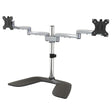 StarTech.com Dual Monitor Stand - Ergonomic Desktop Monitor Stand for up to 32" (17.6lb/8kg) VESA Displays - Free-Standing Articulating Universal Computer Monitor Mount - Adjustable Height - Silver