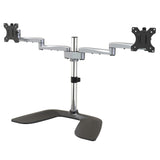 StarTech.com Dual Monitor Stand - Ergonomic Desktop Monitor Stand for up to 32" (17.6lb/8kg) VESA Displays - Free-Standing Articulating Universal Computer Monitor Mount - Adjustable Height - Silver