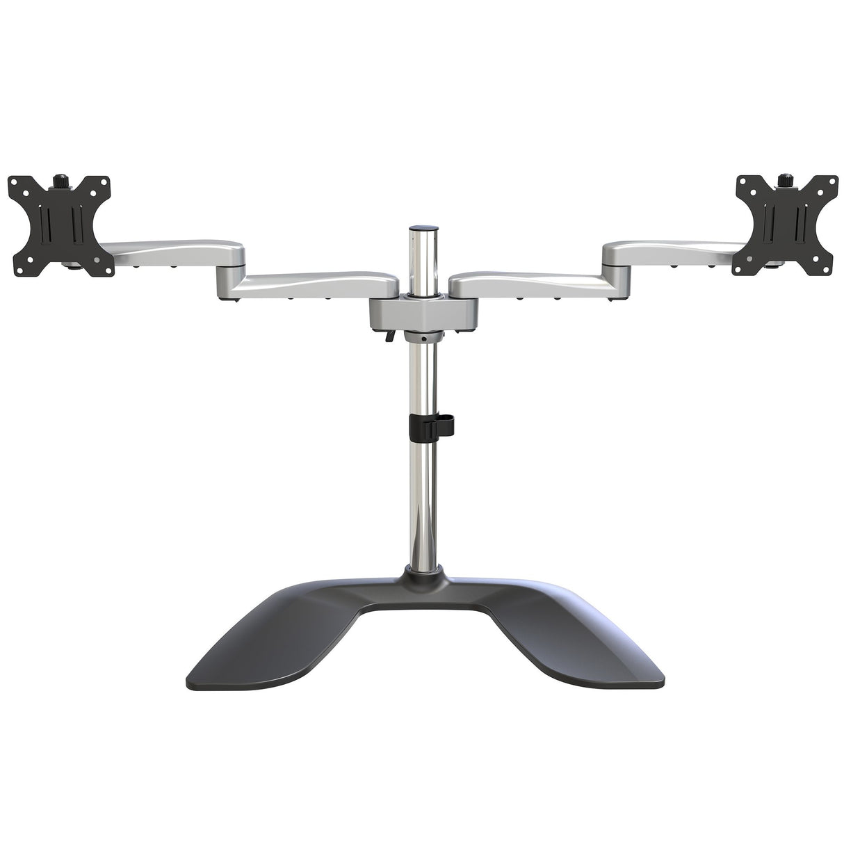 StarTech.com Dual Monitor Stand - Ergonomic Desktop Monitor Stand for up to 32" (17.6lb/8kg) VESA Displays - Free-Standing Articulating Universal Computer Monitor Mount - Adjustable Height - Silver