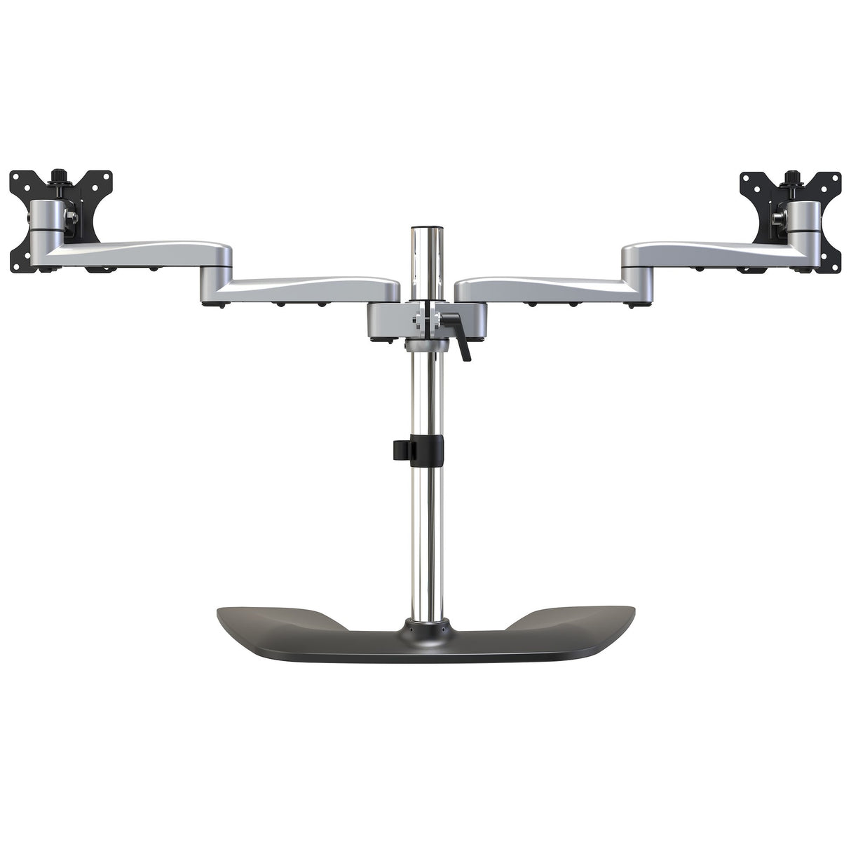 StarTech.com Dual Monitor Stand - Ergonomic Desktop Monitor Stand for up to 32" (17.6lb/8kg) VESA Displays - Free-Standing Articulating Universal Computer Monitor Mount - Adjustable Height - Silver