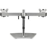StarTech.com Dual Monitor Stand - Ergonomic Free Standing Dual Monitor Desktop Stand for two 24" (17.6lb/8kg) VESA Mount Displays - Synchronized Height Adjustable - Double Monitor Pole Mount - Silver