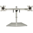 StarTech.com Dual Monitor Stand - Ergonomic Free Standing Dual Monitor Desktop Stand for two 24" (17.6lb/8kg) VESA Mount Displays - Synchronized Height Adjustable - Double Monitor Pole Mount - Silver