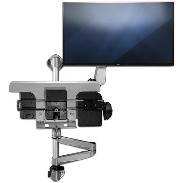 StarTech.com Wall Mount Workstation - Articulating Standing Desk w/ Ergonomic Height Adjustable Monitor Arm & Padded Keyboard Tray - 34" VESA Display - Foldable Wall Mounted Sit Stand - TAA