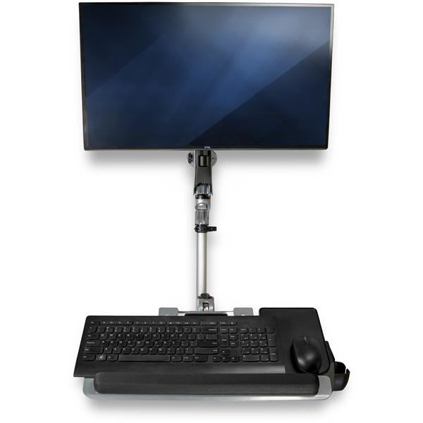 StarTech.com Wall Mount Workstation - Articulating Standing Desk w/ Ergonomic Height Adjustable Monitor Arm & Padded Keyboard Tray - 34" VESA Display - Foldable Wall Mounted Sit Stand - TAA