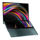 ASUS Zenbook Pro Duo UX581GV-XB74T laptop Intel® Core™ i7 i7-9750H 39.6 cm (15.6") Touchscreen 4K Ultra HD 16 GB DDR4-SDRAM 1 TB SSD NVIDIA® GeForce RTX™ 2060 Wi-Fi 6 (802.11ax) Windows 10 Home Black