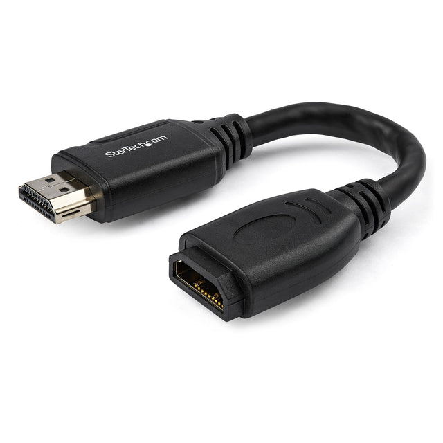 StarTech.com 6in (15cm) HDMI Port Saver Cable - 4K 60Hz High Speed HDMI 2.0 Extension Cable with Ethernet - Short HDMI Extension Cable - HDMI Male to Female Extension Adapter Cord