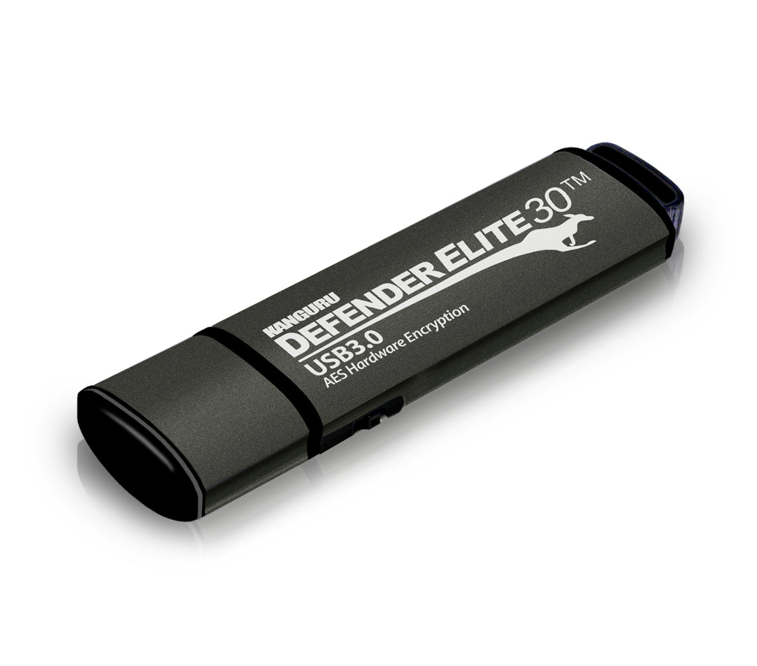 iStorage Kanguru Defender Elite30™ USB 3.0 128GB| Secure Flash Drive | FIPS 197 Certified, 256-bit AES hardware encryption (XTS Mode) | TAA Compliant