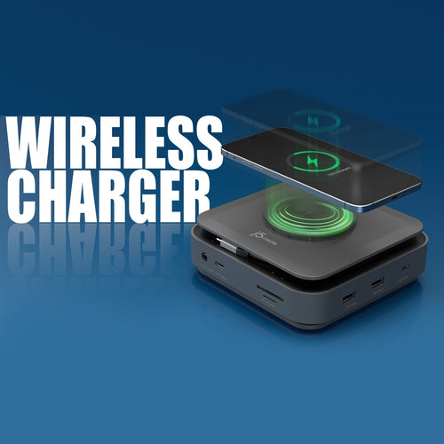 j5create JCD3199P mobile device charger Smartphone, Headset, Headphones Grey USB Wireless charging Fast charging Indoor