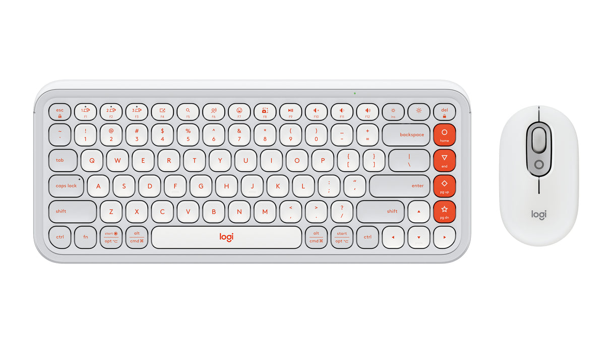 Logitech POP Icon Combo keyboard Mouse included Universal Bluetooth QWERTY English Orange, White